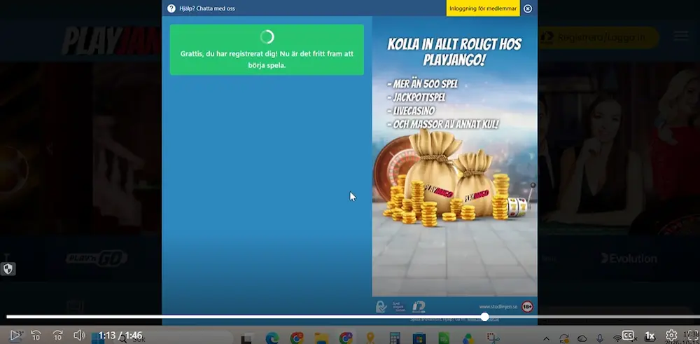 Playjango casino registrering klar