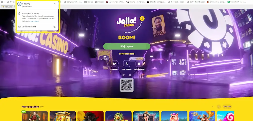 säker anslutning - Jalla Casino
