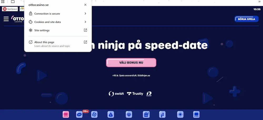 säker anslutning Otto casino