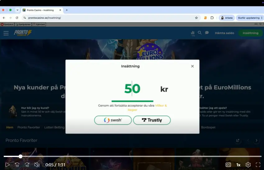 Pronto casino lägsta insattning