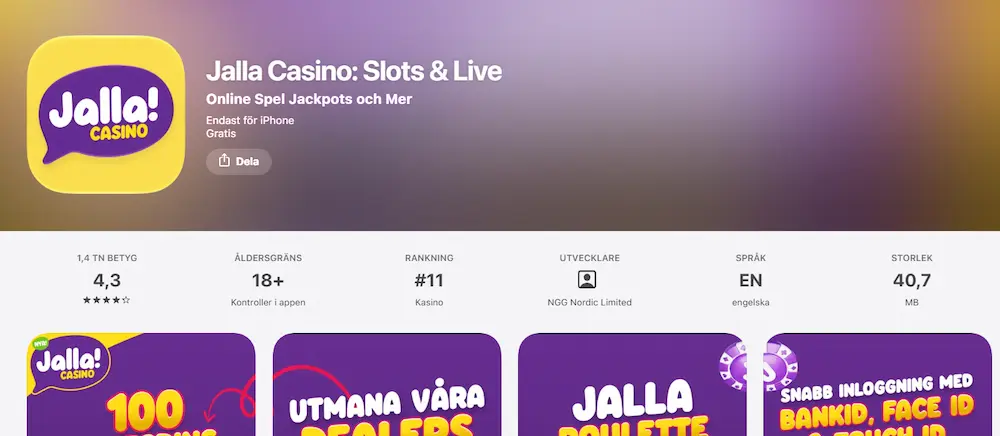 Jalla Casino app