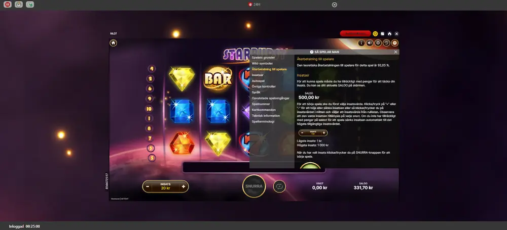 Starburst test RTP - Geckoplay