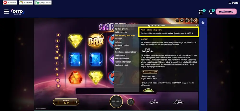 Test RTP Starburst - Otto Casino