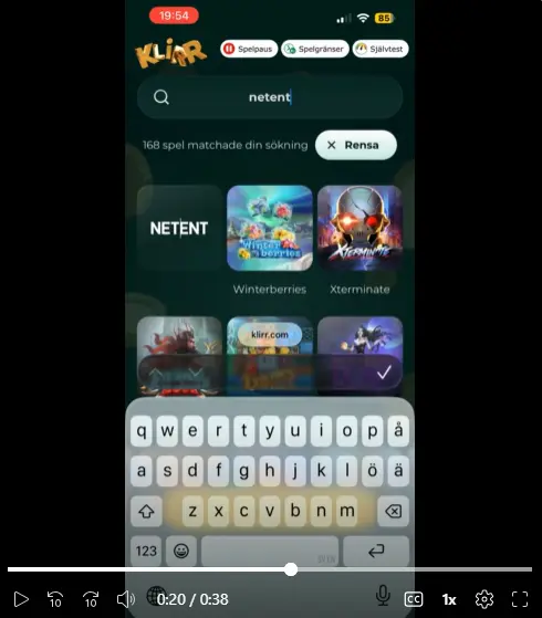 Klirr mobilcasino sök spel