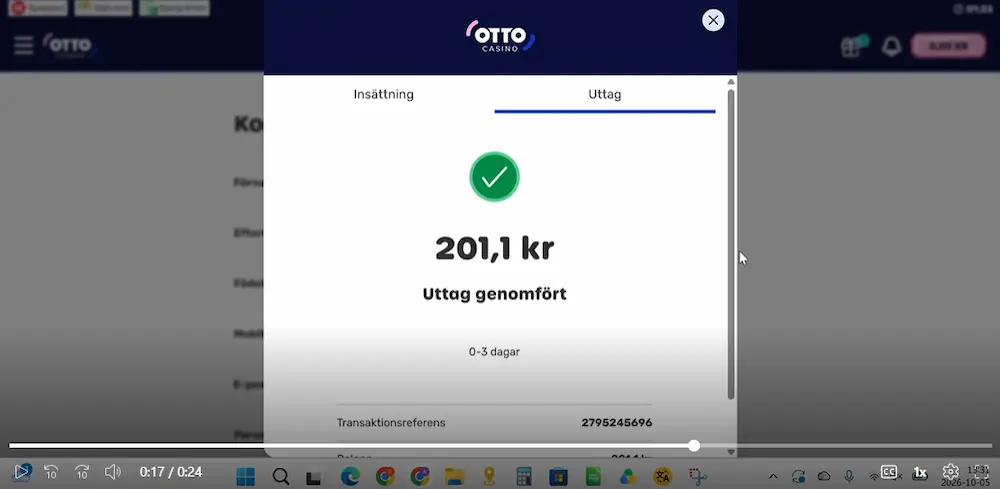 Uttag genomfört Otto Casino