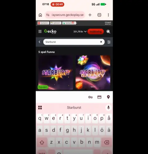 Geckoplay mobil sökfunktion