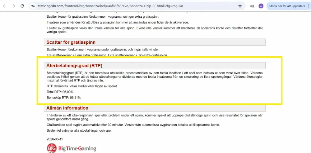 RTP Bonanza - ottocasino