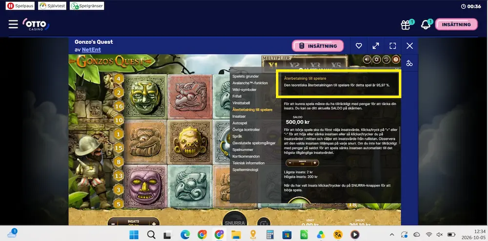 RTP Gonzos Quest - Otto Casino