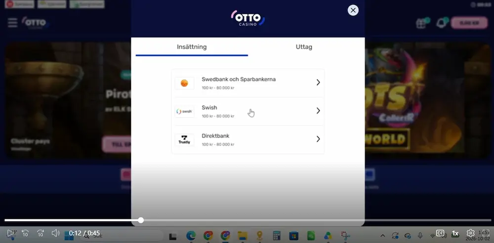 Test Otto, insattning bet.metod