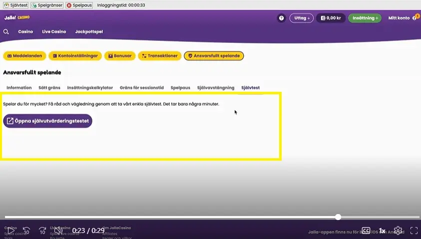 självtest jalla casino