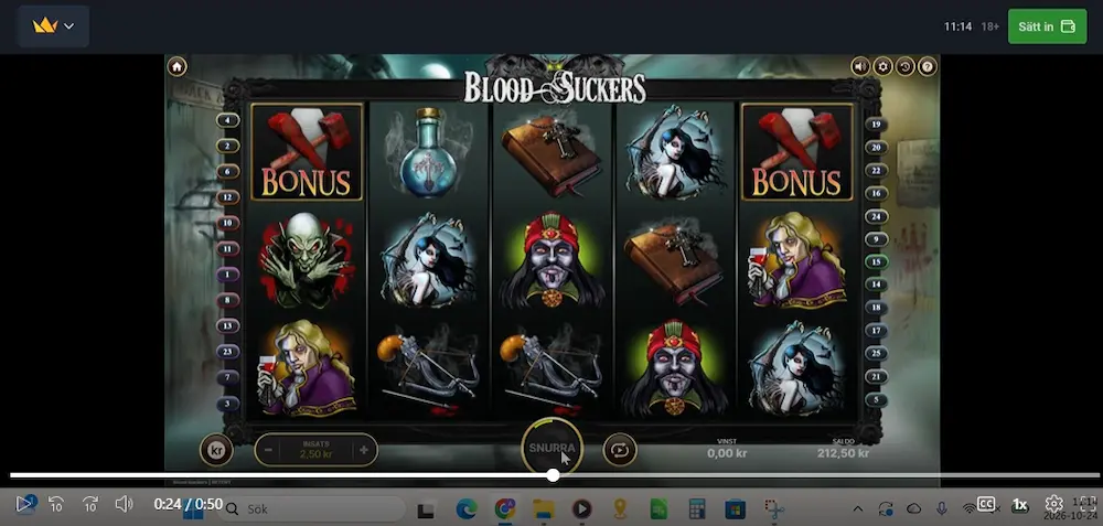 Frank Casino - spel 2.50 blood suckers