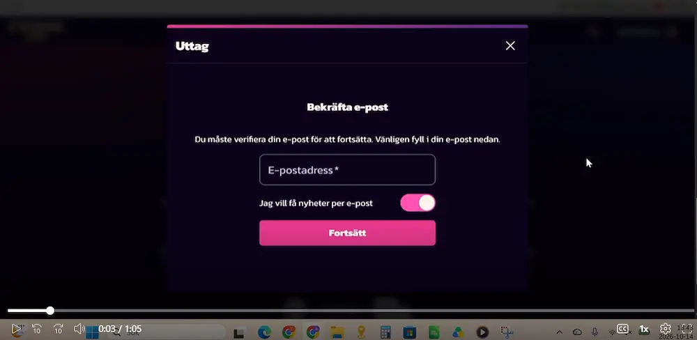 uttag e-post verifiering casino epic