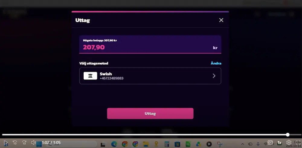 Summa uttag - Casino Epic