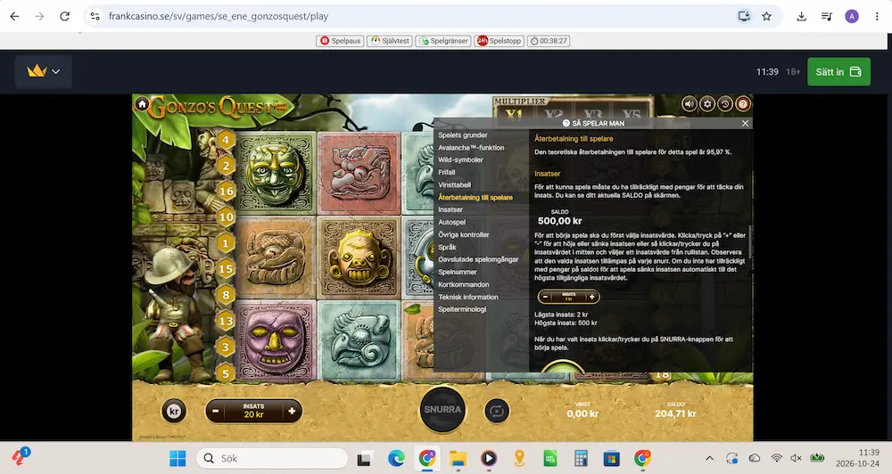 Gonzos Quest RTP Frank Casino
