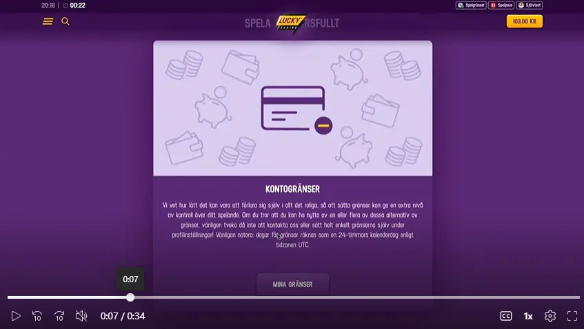 Kontogränser Lucky Casino