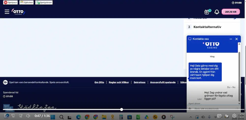 Otto Casino - test av live chatt