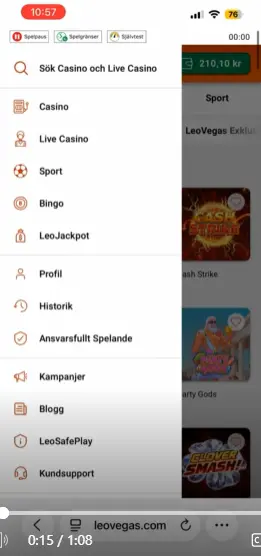 Leovegas på mobilen