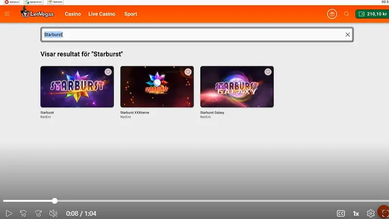 Leovegas casino söfunktion