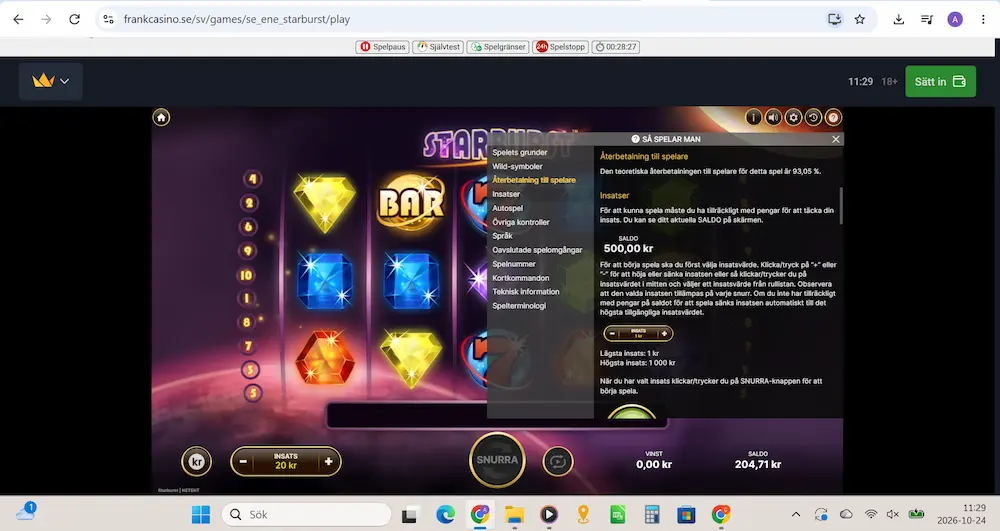 Starburst RTP - Frank Casino