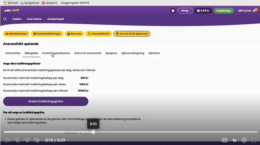 spelgränser jalla casino test